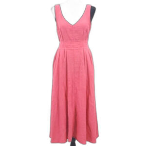Joie Midi Dress Womens Size 2 Linen Pockets Pink Goddess Vacation Travel Boho